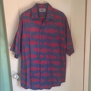 Blue and Red Fish Pattern Men's Shirt